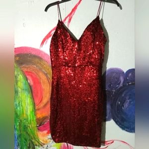 Red sequin dress